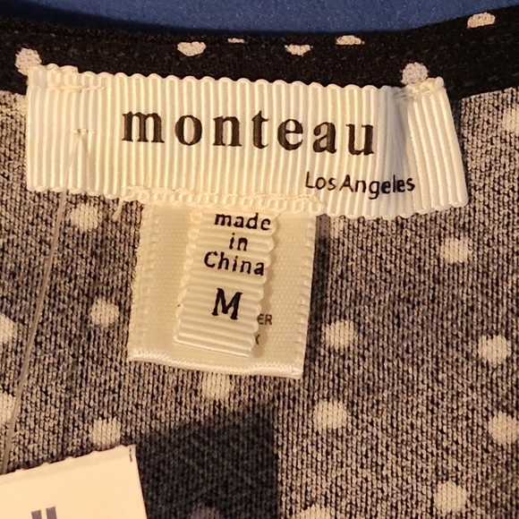 Monteau Los Angeles Polka Dot Dress Ruching Detail - Picture 9 of 13